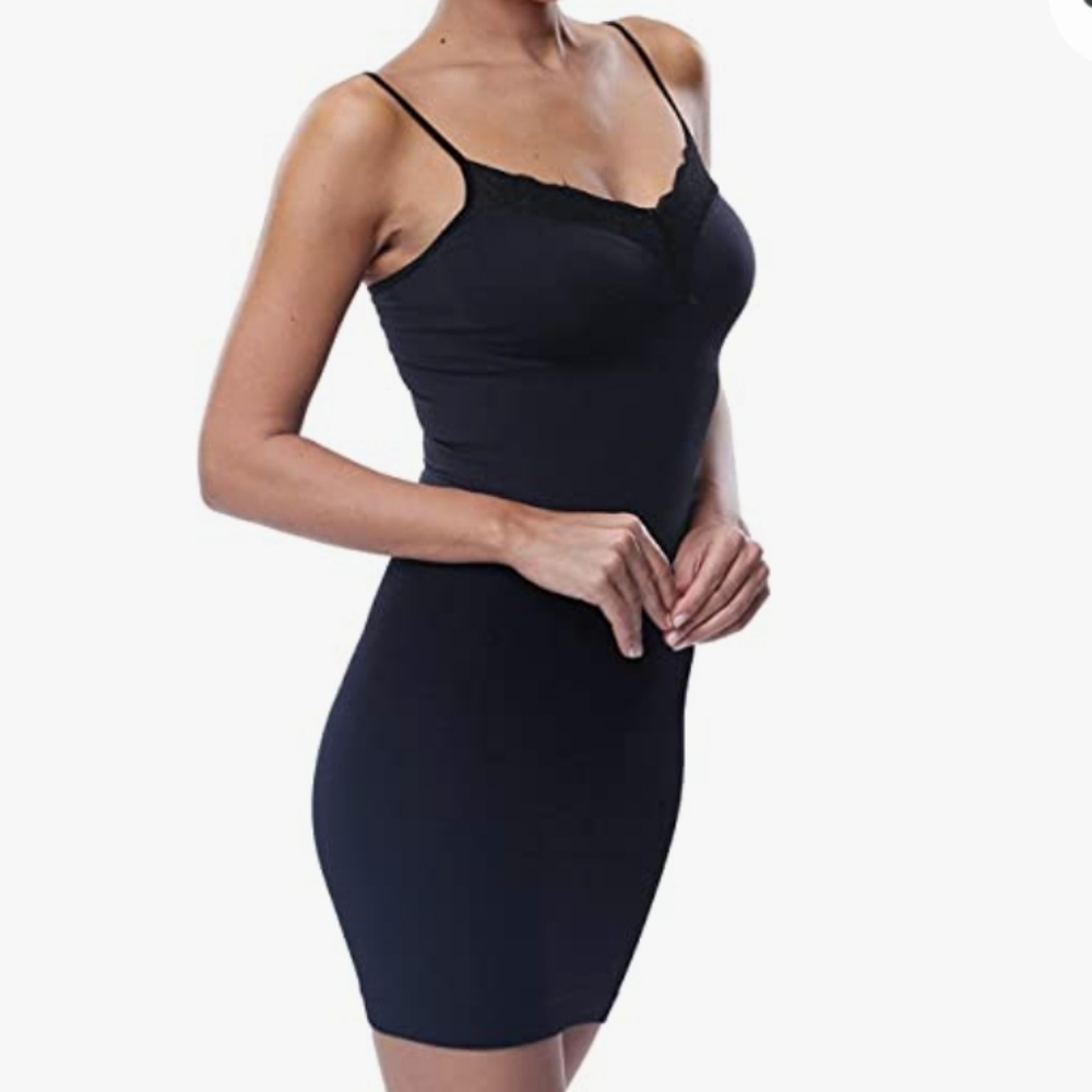 Khaya Women's Full Slip Bodycon Dress with Lace Body Shaper
